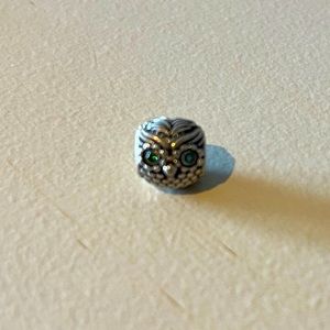 Pandora owl charm with green eyes